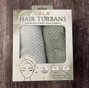 Cala Hair Turbans Microfiber Two Piece Green New in Box Unused Absorbent